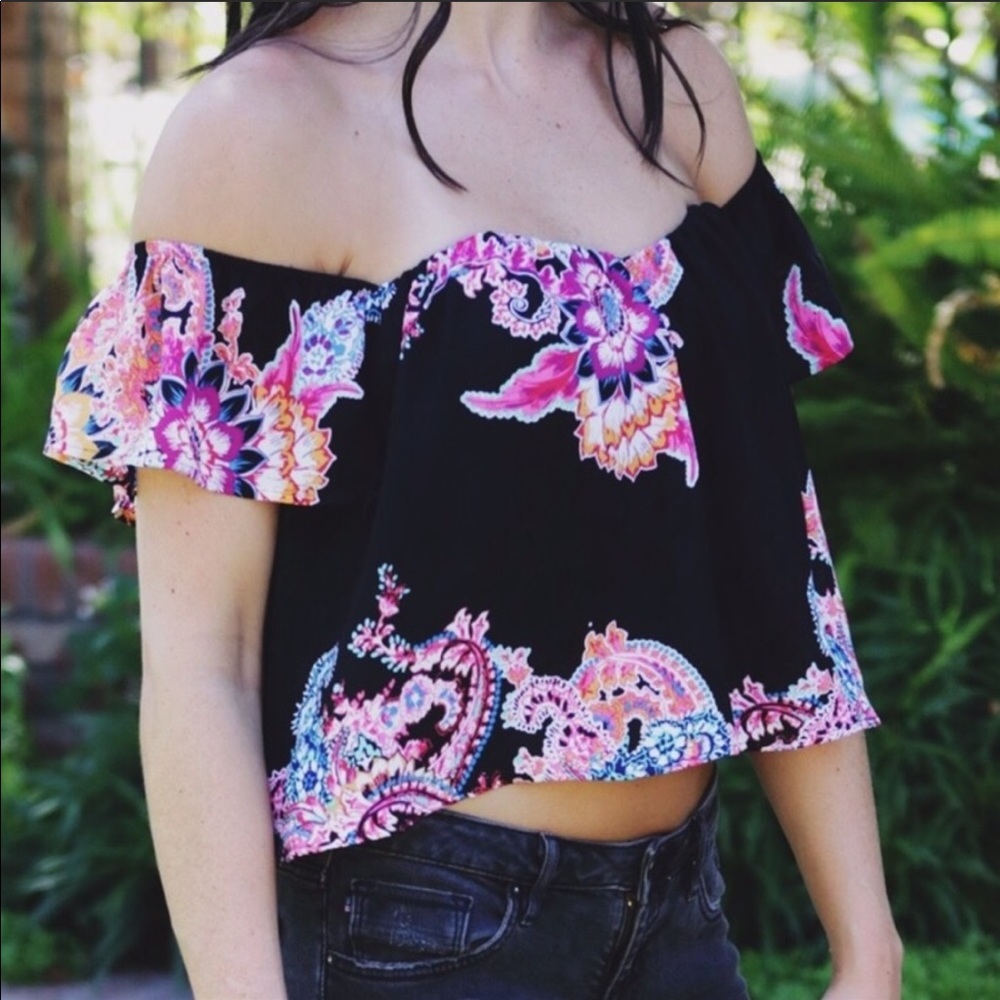 Floral off the shoulder crop top